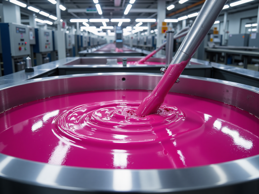 Water-based ink production process with printing equipment and colorful ink samples