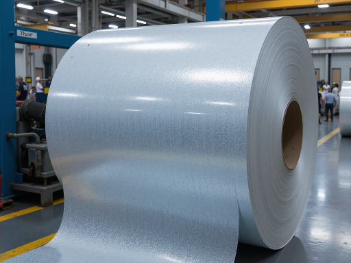 Aluminum film transfer coating agent in industrial container with metallic surface texture visible